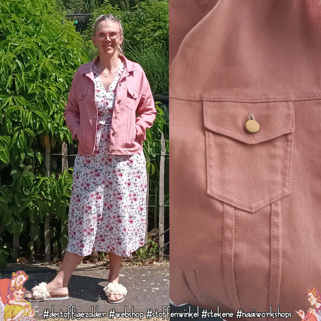 Vintage pink denim stretch cotton