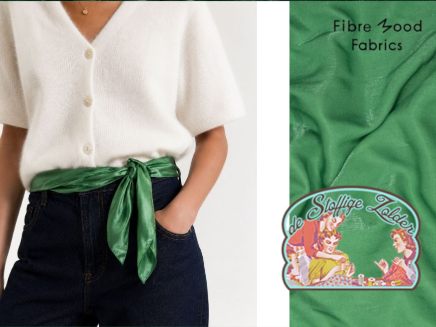 Shiny groen viscose katoensatijn - Afbeelding 5