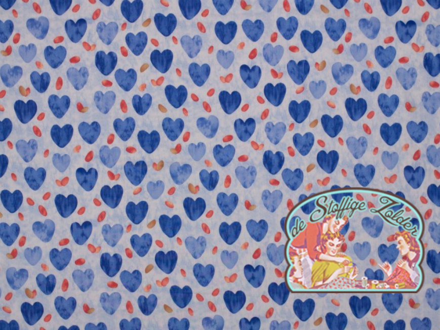 Hartjes blauw katoen