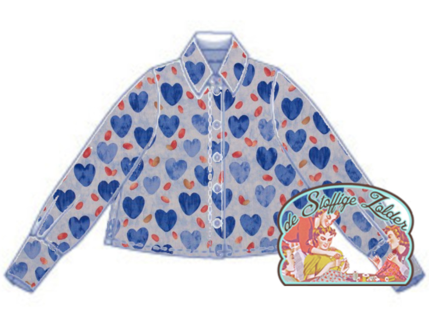 Hartjes blauw katoen - Afbeelding 4