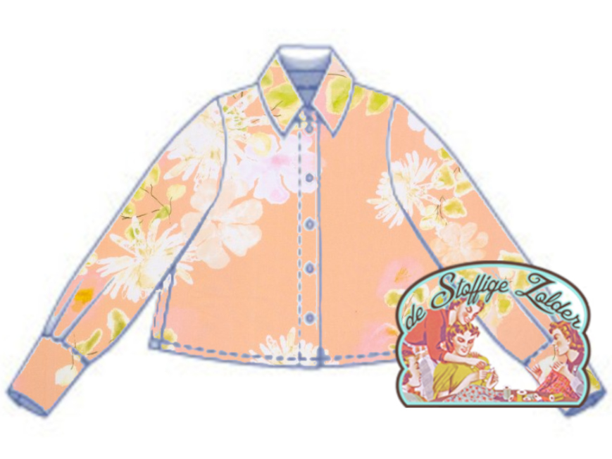 Bloemen perzik viscose tencel - Afbeelding 2
