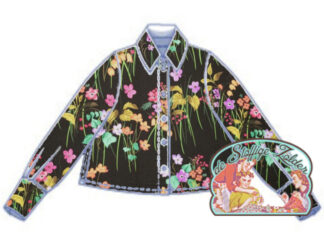 Digitale bloemen print bruin viscose