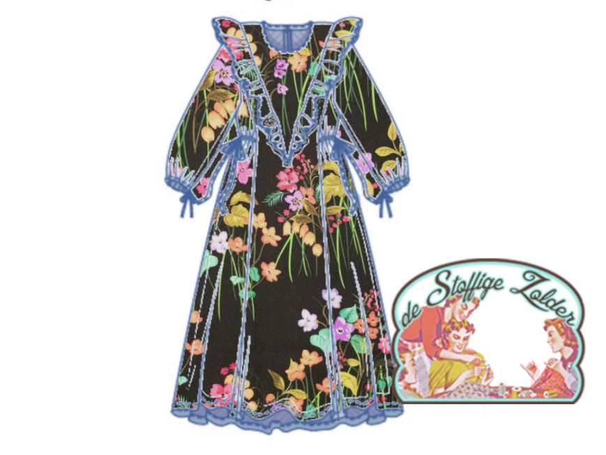 Digitale bloemen print bruin viscose - Afbeelding 4