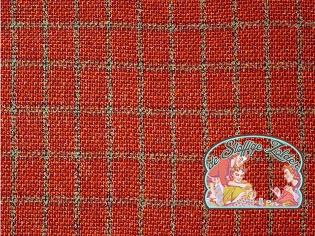 Knit wool boucle tartan red