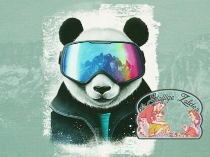 Snow panda greyblue panel tricot