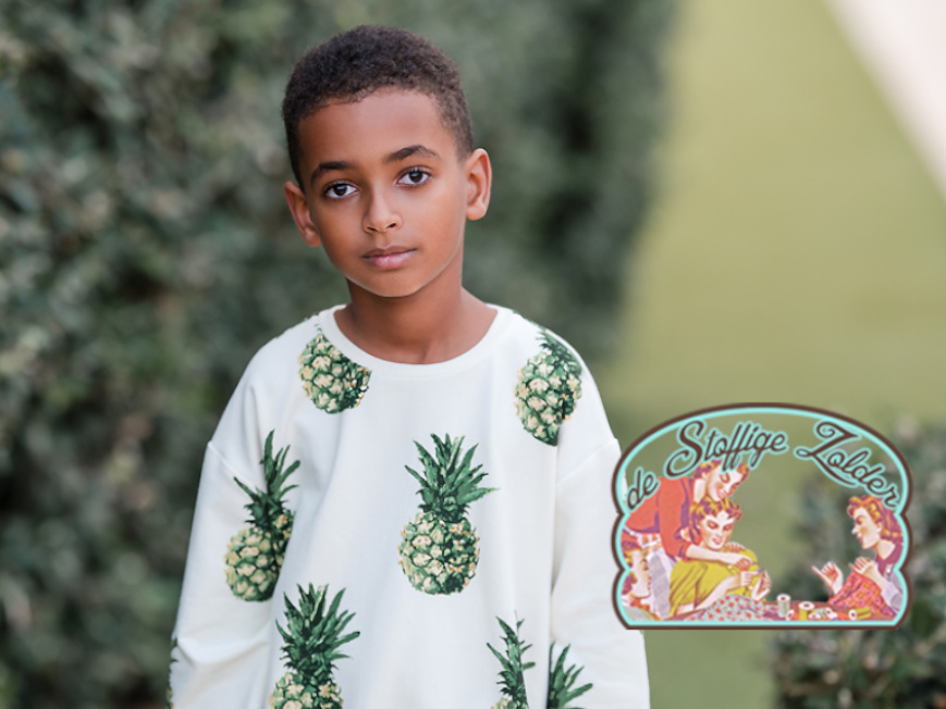Pineapples papyrus crème french terry sweater