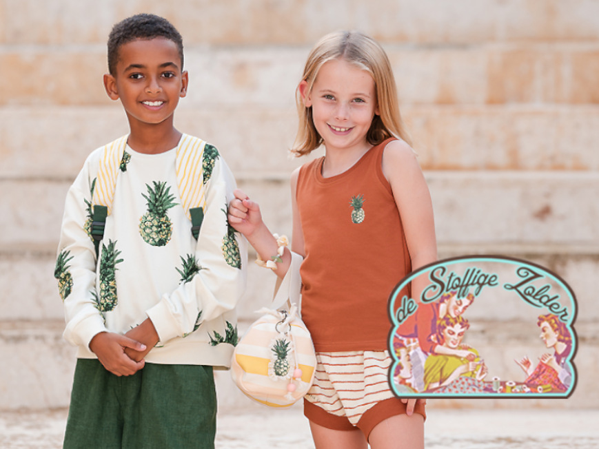 Pineapples papyrus crème french terry sweater - Afbeelding 4